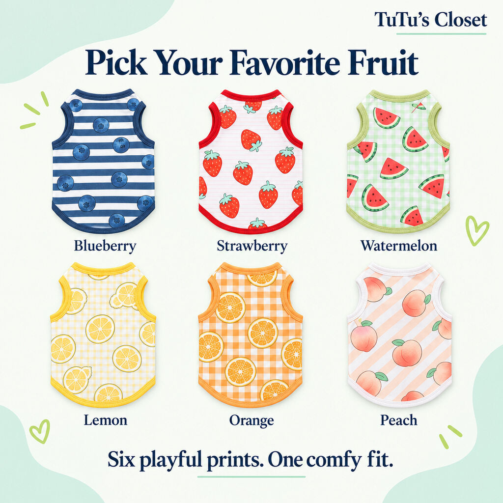Fruit Print Dog Vest – Stretchy, Lightweight Fleece