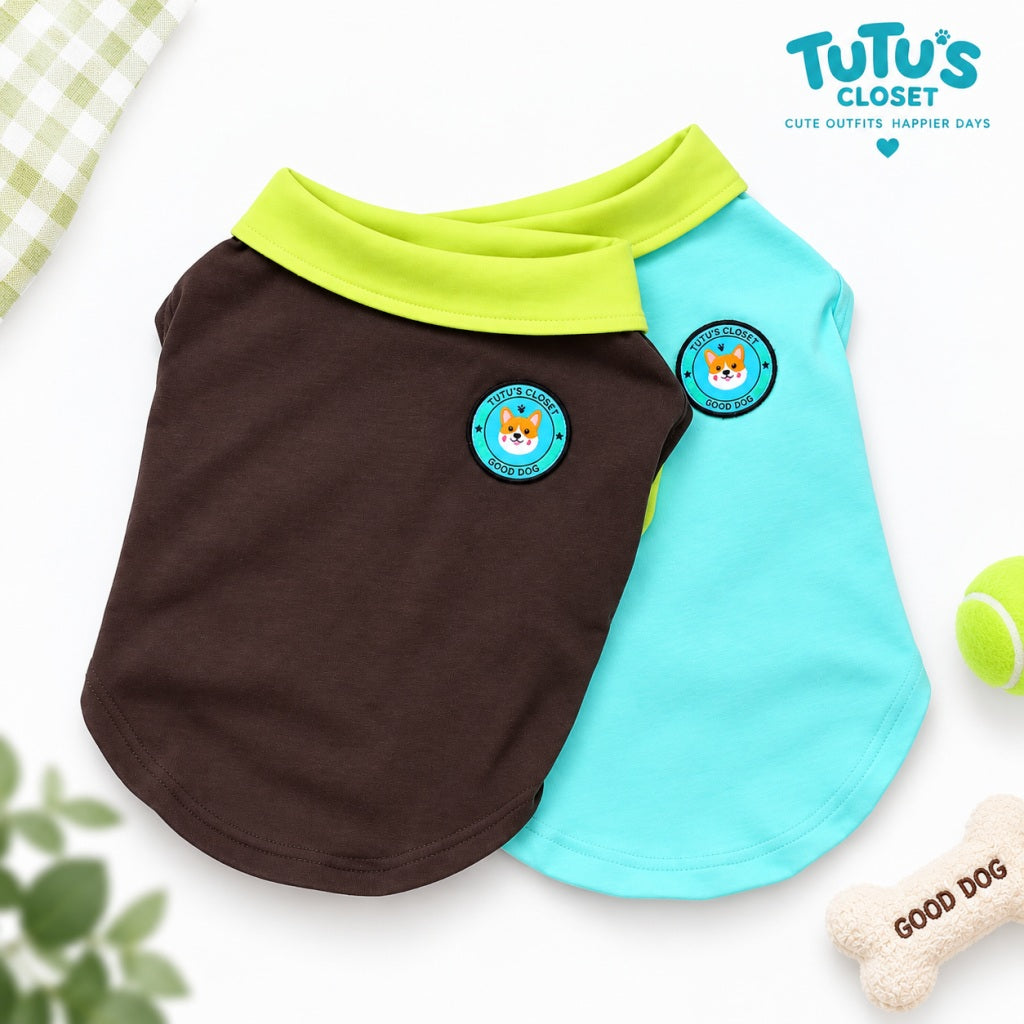 Sporty Contrast Collar Dog Polo Shirt – Soft Cotton Pet Tee