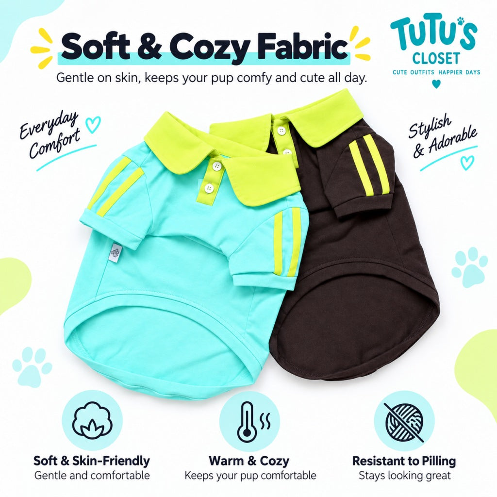 Sporty Contrast Collar Dog Polo Shirt – Soft Cotton Pet Tee