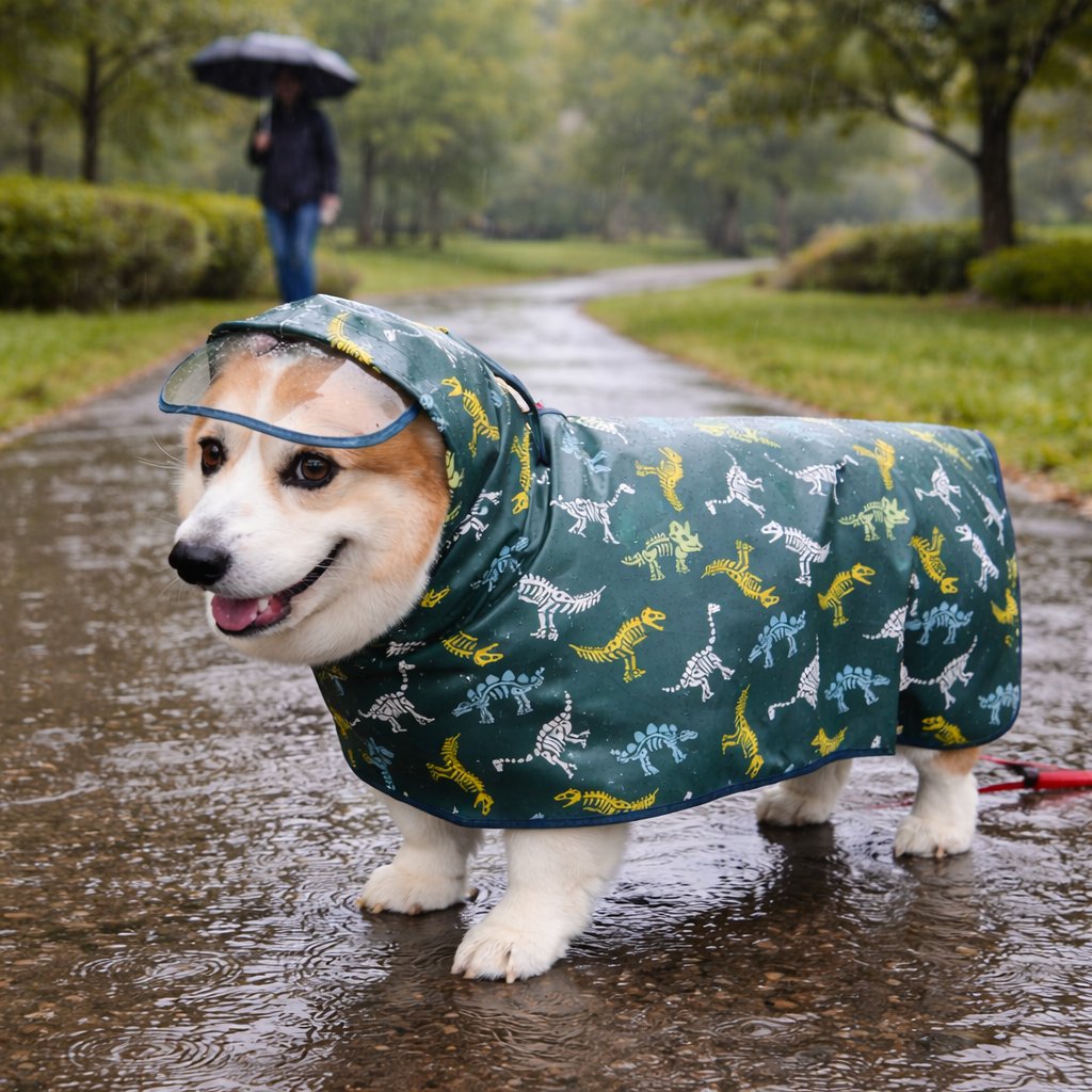 Lightweight Waterproof Dog Raincoat with Hood – Easy-On Pet Rain Jacket for Rainy Walks