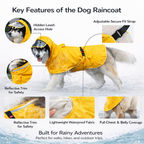 Lightweight Waterproof Dog Raincoat with Hood – Easy-On Pet Rain Jacket for Rainy Walks