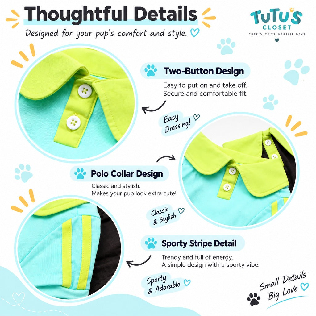 Sporty Contrast Collar Dog Polo Shirt – Soft Cotton Pet Tee
