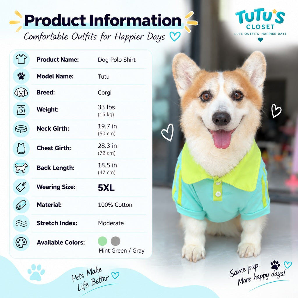 Sporty Contrast Collar Dog Polo Shirt – Soft Cotton Pet Tee