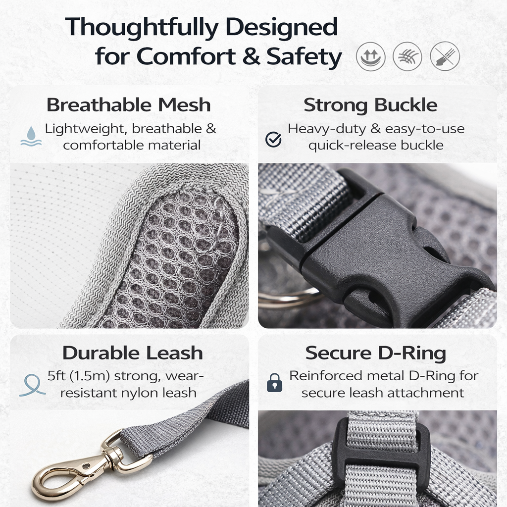 Reflective Escape-Proof Dog Harness & Matching Leash Set