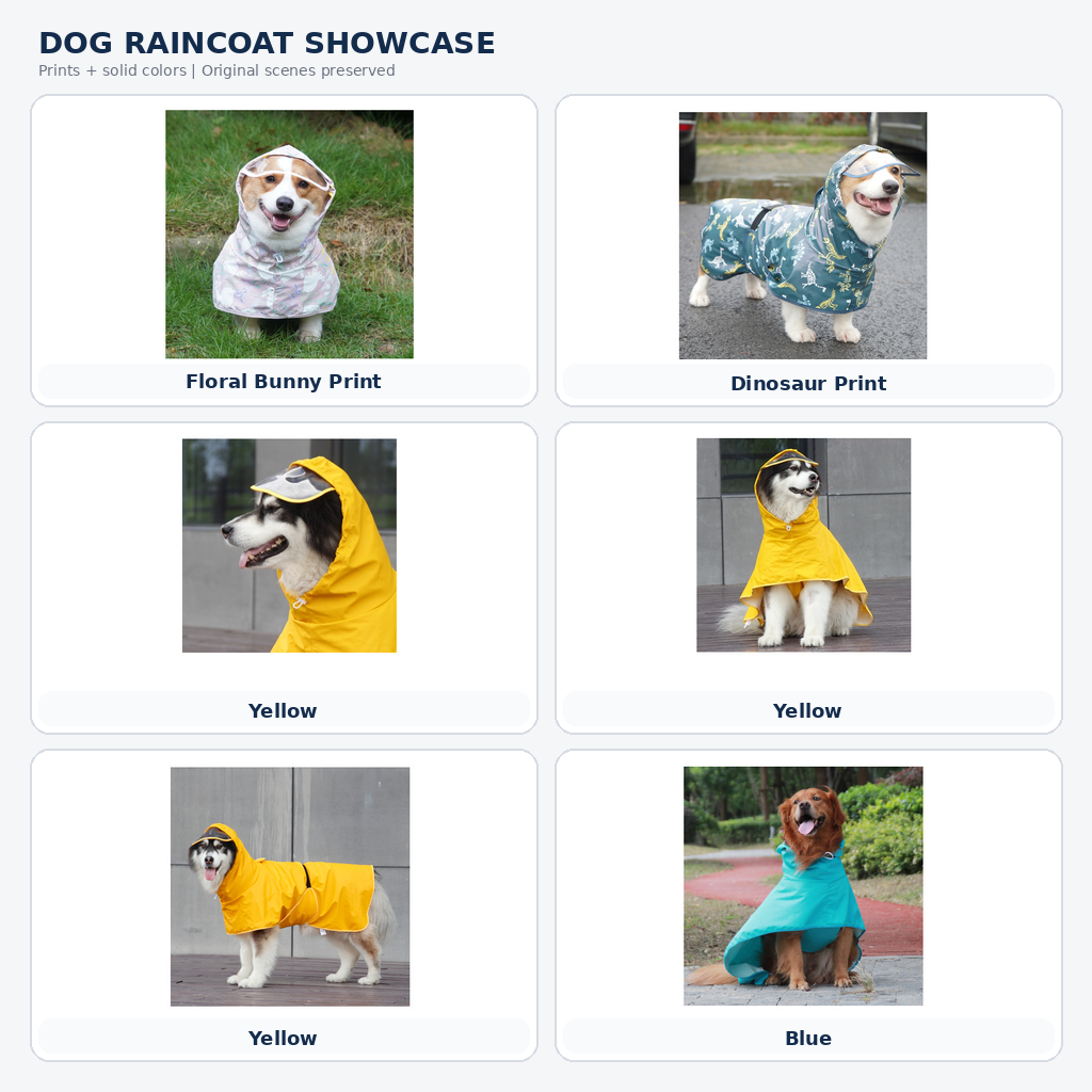 Lightweight Waterproof Dog Raincoat with Hood – Easy-On Pet Rain Jacket for Rainy Walks